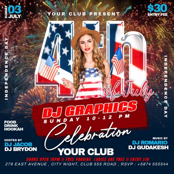 4th of july Publicação no Instagram template