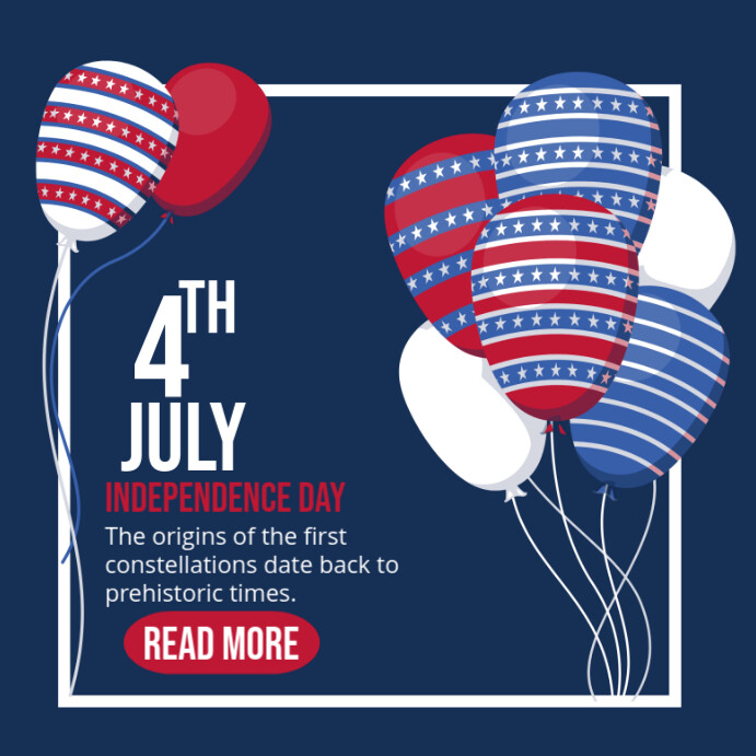 4th of july โพสต์บน Instagram template