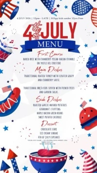 4th of july event restaurant menu design temp Instagram Story template