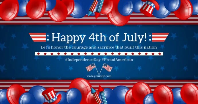 4th of July Facebook Shared Image Template delt Facebook-billede