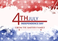 4th of July Family Greeting Card Postal template