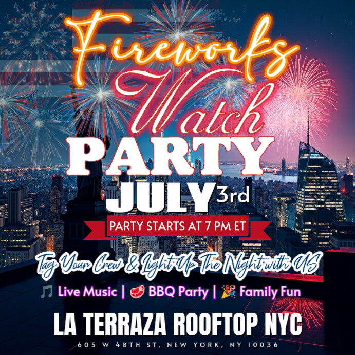 4th Of July Firework Watch Party Instagram Post Template