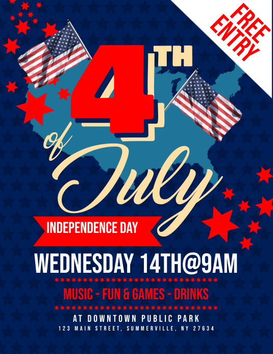 4th of July Flyer Løbeseddel (US Letter) template