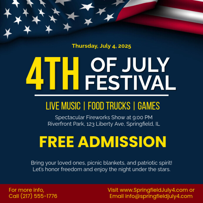 4th of July Flyer Instagram Plasing template