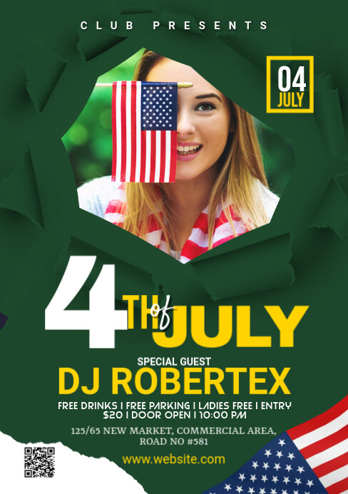 4th of July Flyer A5 template
