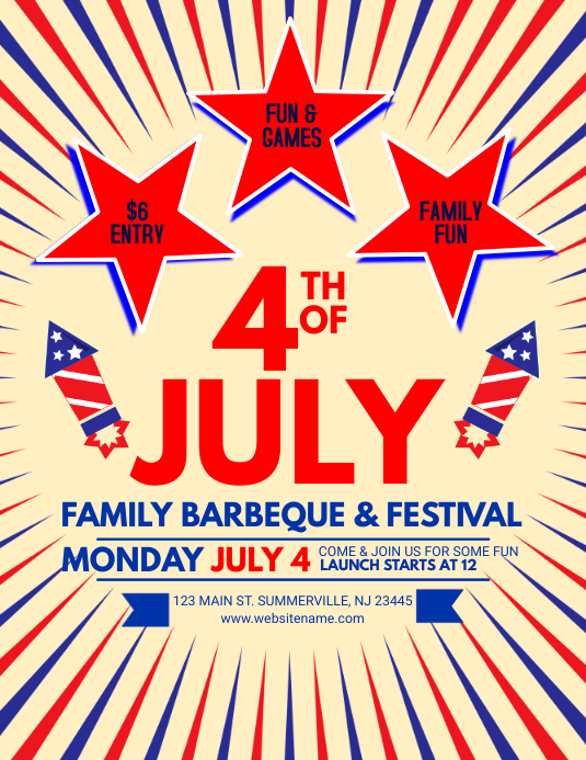 4th of July Flyer Pamflet (Letter AS) template