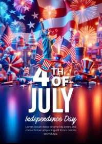 4th of July Flyer Template A4