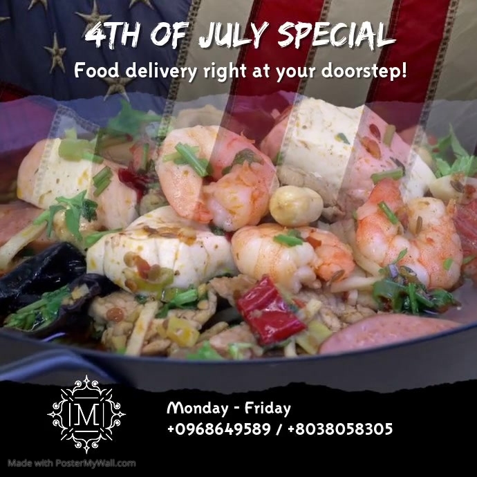 4th of July food delivery VIDEO AD Template PosterMyWall