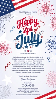 4th of July Greeting Email Template Visitenkarte