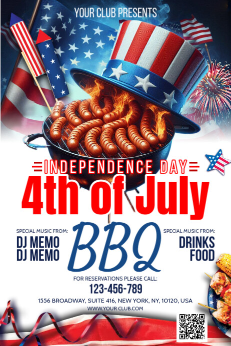 4th Of July Independence Day   Banner 4' × 6' template
