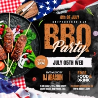 4th of July independence day BBQ Party โพสต์บน Instagram template