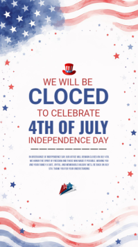 4th of July Independence Day Closed NoticeInstagram Story template