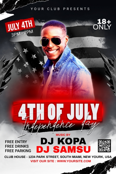 4th of July Independence day Flyer Banner 4' × 6' template
