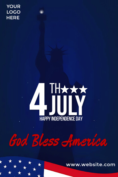 4th of July Independence Day Poster – God Bless America Patriotic Flyer Plakat template