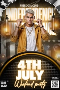 4th Of July Karaoke Party Poster template