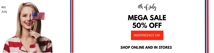 4th of july Mega Sale,US independence day Banner 2' × 8' template