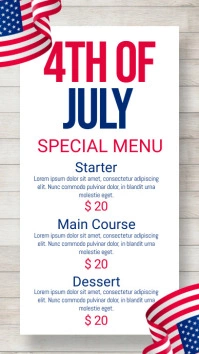 US Flag 4th of July Digital Menu Display template