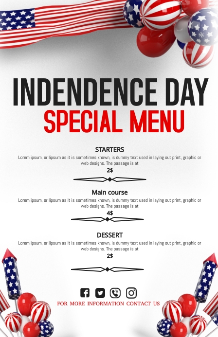 Image 5 for 4th Of July Menu Template