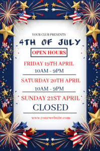 4th of July open hours Affiche template