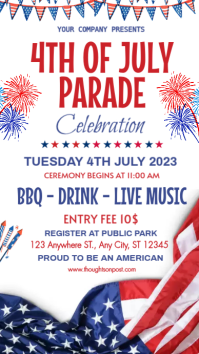 4th of july parade and celebration. Instagram-verhaal template