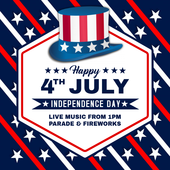 4th of July Parade and Fireworks Invite Instagram Post Instagram-bericht template