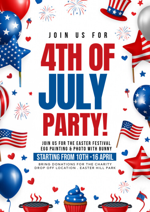 4th of July Party A4 template