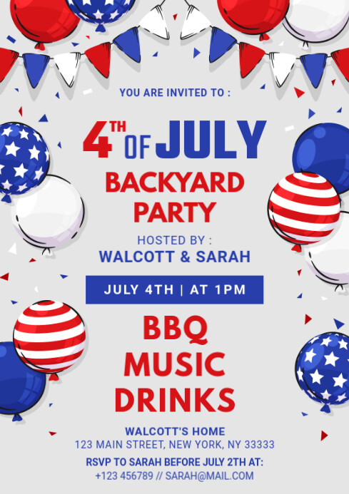 4TH OF JULY PARTY A4 template