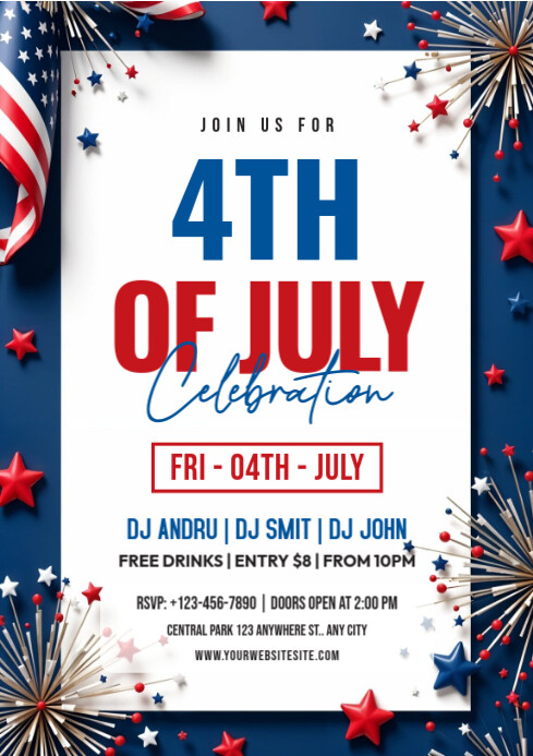 4th Of July Party A4 template