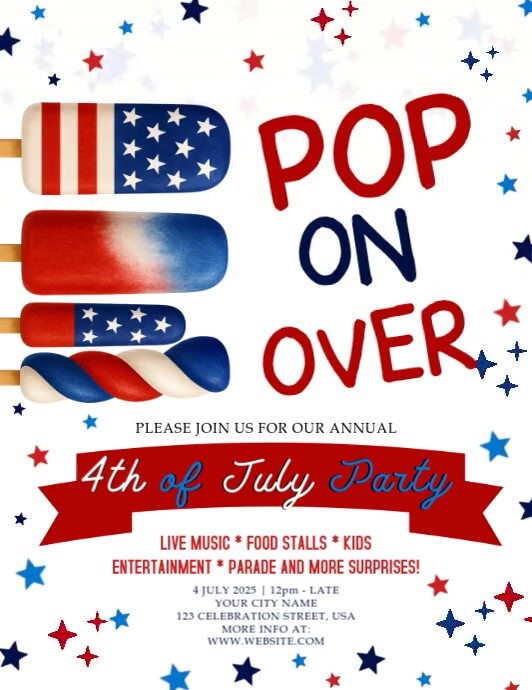 4th of July party event design instagram template Folheto (US Letter)