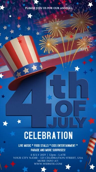 4th of July party event design instagram template