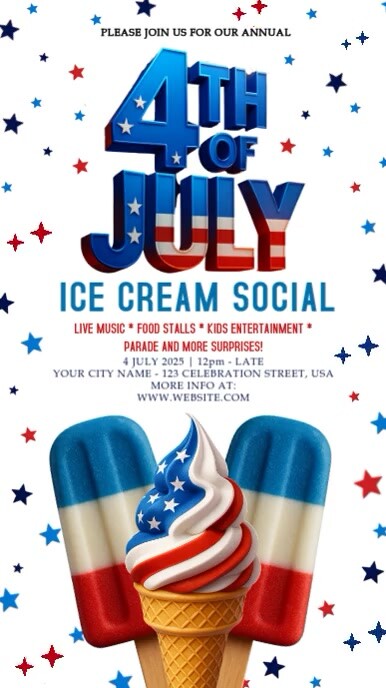 4th of July party event design instagram template Instagram-verhaal