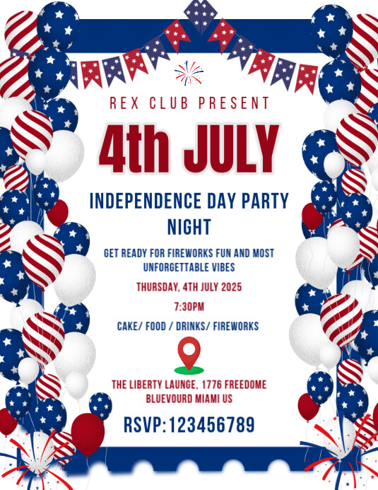 4th Of July Party Flyer, 4TH JULY INDEPENDENCE FLYER Template