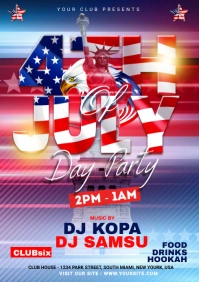 4th of July Party Flyer A3 template