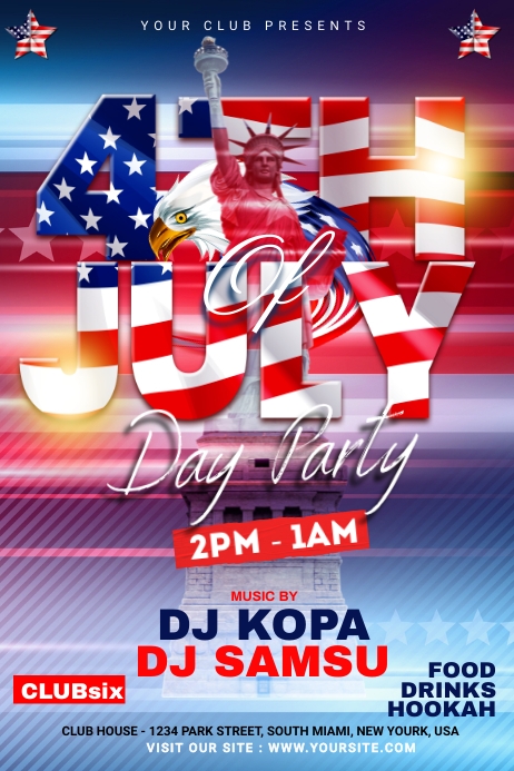 4th of July Party Flyer Banner 4' × 6' template