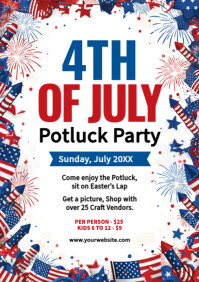 4th Of July Potluck Party A4 template