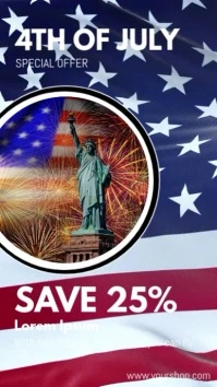 4th of july promotion sale discount ad Instagram Story template