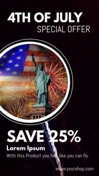 4th of july promotion sale discount ad Instagram-verhaal template