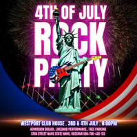 4th Of July Rock Party Invitation Video Persegi (1:1) template