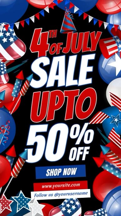4th of July Sale Ad Template เรื่องราวบน Instagram