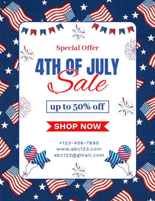 4th Of July sale Pamflet (VSA Brief) template
