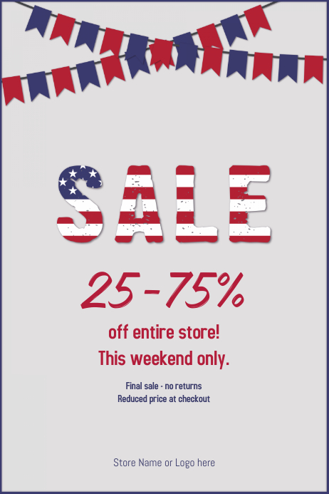 4th of July Sale Poster template