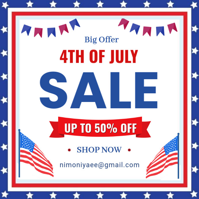 4th Of July sale Instagram na Post template