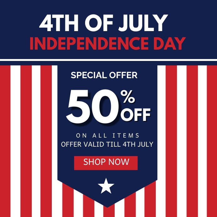 4th of july sale Instagram post. Template PosterMyWall