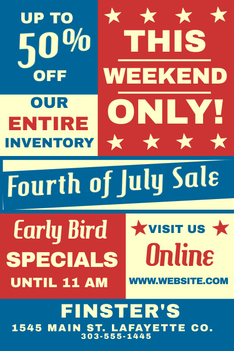 4th of July Sale Plakkaat template