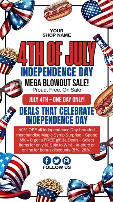 4th Of July Sale Template Reel do Instagram