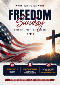 4th of july service flyer church flyer A4 template