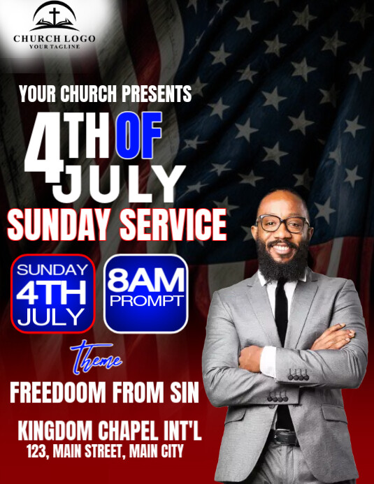 4th of july sunday service flyer Template | PosterMyWall