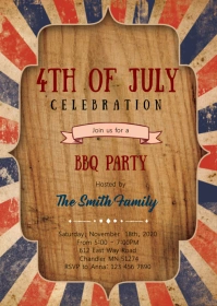 4th of july theme invitation A6 template