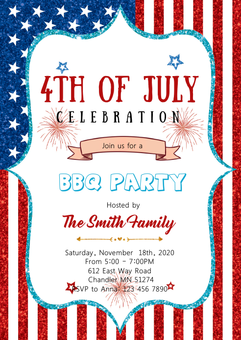 4th of july theme invitation Template PosterMyWall 4th of july theme invitation Template PosterMyWall