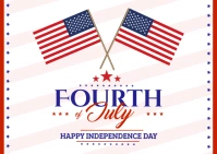 4th of July Two Flags Greeting Card Postal template